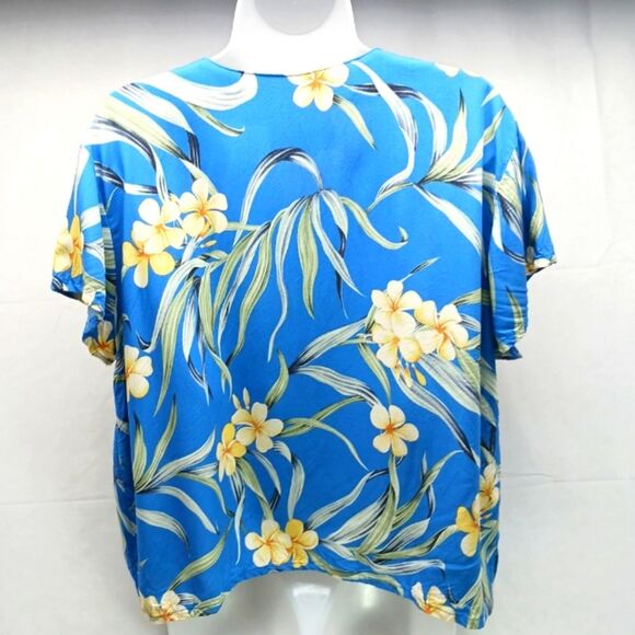Paradise Found Authentic Hawaiian Floral Rayon Camp Shirt. Blue. VNTG Women's XL - Picture 4 of 11